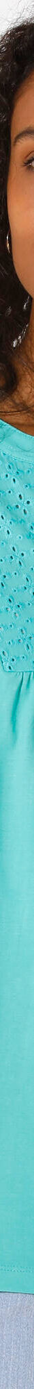 T-shirt col tunisien manches courtes, broderie anglaise (vert menthe) T-shirt col tunisien manches courtes, broderie anglaise (vert menthe)